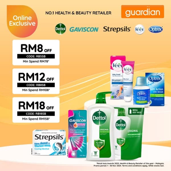 Guardian Pharmacy: Stock up on your everyday essentials from Dettol, Gaviscon, Strepsils, Veet, and Optrex — all at Guardian Online! 🌟