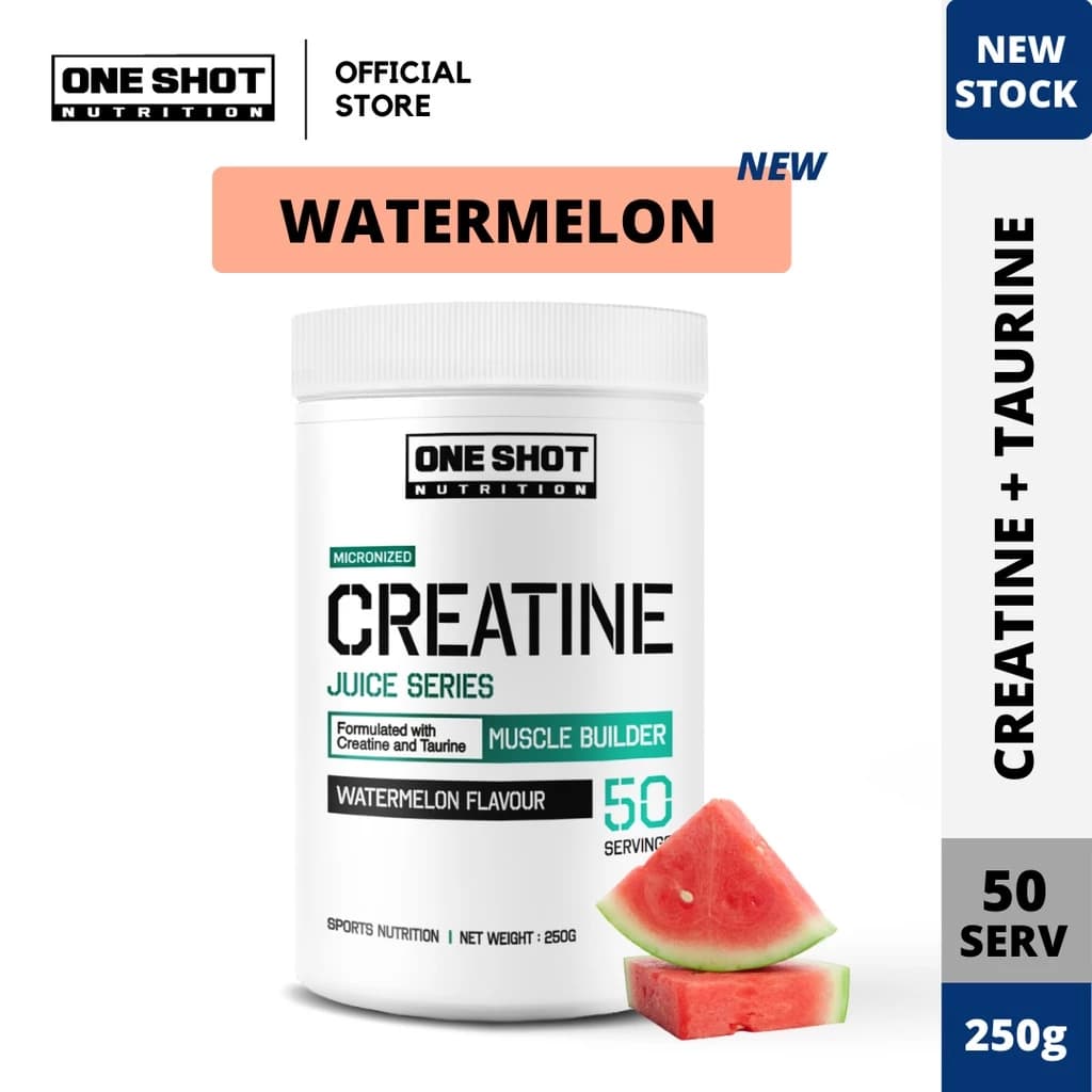 One Shot Nutrition Creatine Monohydrate + Taurine Powder (250g)50 Servings | Strength • Performance • Recovery